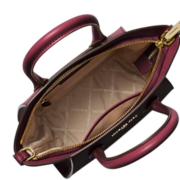 NEW Michael Kors Travel Small Leather & Canvas Duffle Crossbody Bag Oxblood NWT - Picture 6 of 7